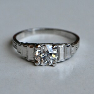 Vintage 18K Art Deco 1930s 1.12 carat OEC diamond engagement ring image 1