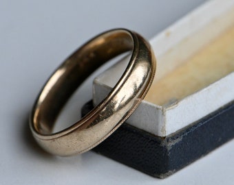 Vintage "6-21-59" mid-century 14K yellow gold wedding band or stacking ring