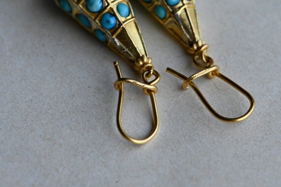 Vintage Mid-Century Victorian Style turquoise dro… - image 7