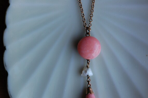 Antique Edwardian 1910s faux coral pendant neckla… - image 4