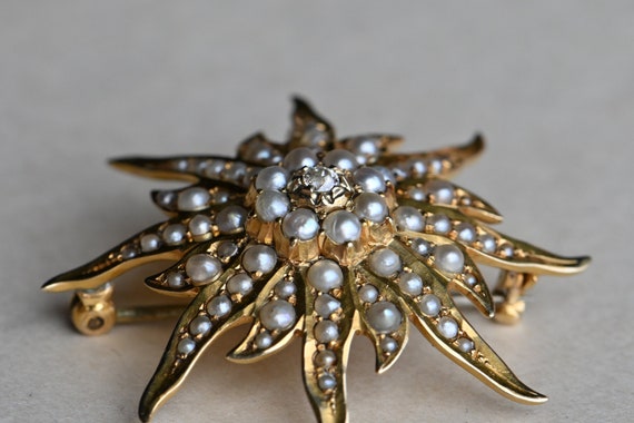 Antique Edwardian 1910s 14K convertible pearl and… - image 4