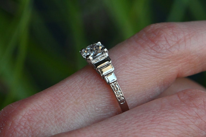Vintage 18K Art Deco 1930s 1.12 carat OEC diamond engagement ring image 7