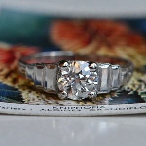 Vintage 18K Art Deco 1930s 1.12 carat OEC diamond engagement ring image 5