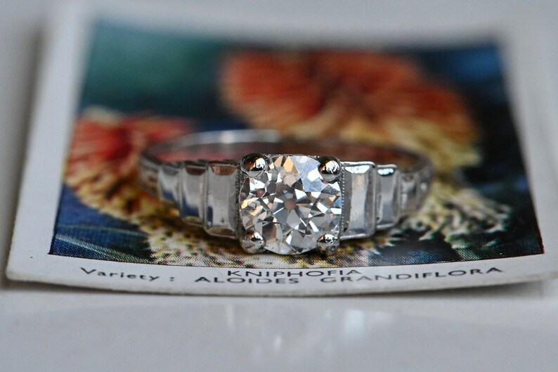 Vintage 18K Art Deco 1930s 1.12 carat OEC diamond engagement ring image 5