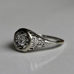 Antique 18K .25 carat Old European Cut diamond filigree engagement ring image 7