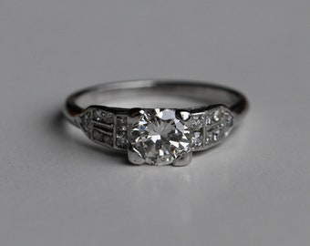 Antique 1930s Art Deco .72 carat Old European Cut diamond engagement ring