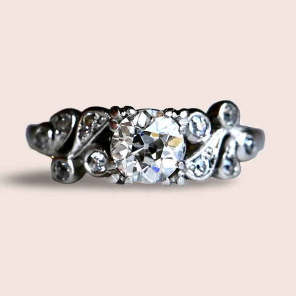 Vintage 1930s Art Deco .76 carat diamond platinum engagement ring