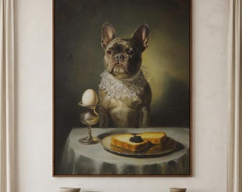 Custom Pet Portrait, Royal Dog Painting Print, Large Framed Canvas, French Bulldog Gift, Personalized Victorian Animal Decor