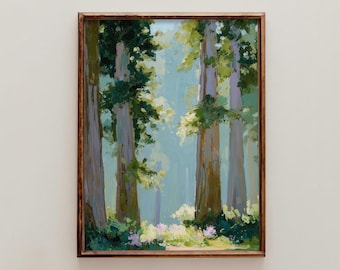 Sequoia National Park Oil Painting Print, Redwood Trees Poster, California Wilderness, Northern California Art (Printable)