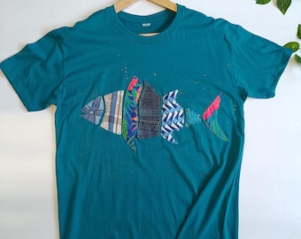 camiseta de patchwork de atún