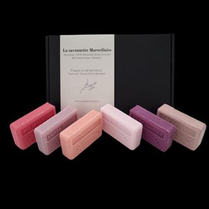 Soap bar gift set savon de marseille soap Fruit de la passion, Rose, unicorn, patchouli, ambre boisee, cherry blossom - letterbox gift