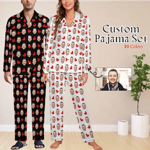 Custom Face Pajamas, Personalized Pajama Set, Family Pajamas Set, Women Pajama Set, Custom Face Photo Pajamas, Custom Pajama Pants with Face