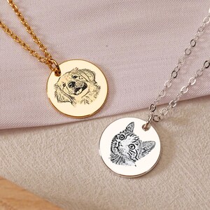 Pet Head Portrait Disc Necklace,Custom Pet Photo Neckalce With Name for Pet Lover,Special Gift For Pet Owner,Pet Real Picture Necklace