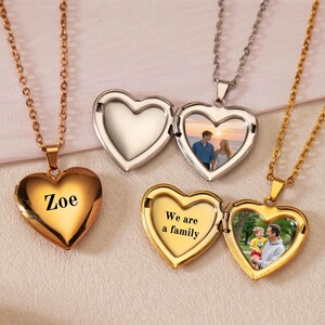 Personalized Locket Necklace,18K Gold Heart Locket With Photo,Love Locket With Photo,Memorial Gift For Her,Family Photo,Mother&#39;s Day Gift