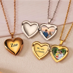 Personalized Heart Locket Necklace,Vintage Love locket With Photo,Tiny Gold Heart Locket For Mum,Memorial Gift For Her,Best Friend Jewelry