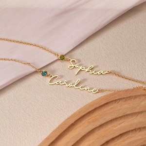 Custom Birthstone Name Necklace,Personalized Name Necklace,Necklace With Birthstone,Letter Necklace,Christmas Gift For Her,Mom&#39;s Necklace