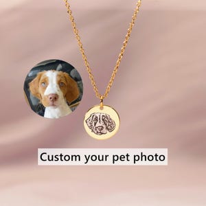 Custom Pet Portrait Name Necklace,Dog Photo Necklace,Engraved Cat Picture Necklace,Pet Memorial Necklace,Gift For Pet Lover,Gift For Her