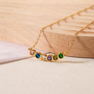 Family Round Birthstone Necklace,Multiple Birthstone Necklace,Gold Birthstone Necklace,Mother’s Necklace,Birthstone Gift,Gift for Her