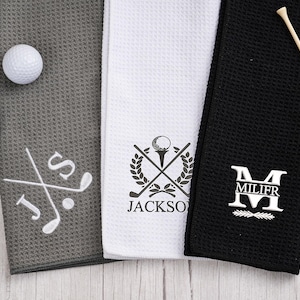 Asciugamano da golf personalizzato, asciugamano da golf con monogramma personalizzato, regalo per lui, regalo per il padre, asciugamano da golf ricamato, regali per lo sposo, asciugamano da golf