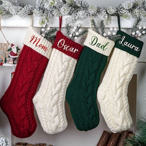 2025 Personalized Knitted Christmas Stocking: Embroidered Name, Soft Yarn,Christmas