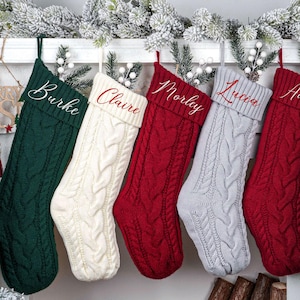 2025 Personalized Knitted Christmas Stocking: Embroidered Family Xmas Decor