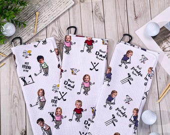 Serviette de golf photo personnalisée, cadeau papa personnalisé