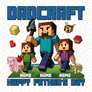 Personalized DadCraft With Kids Png, Happy Father's Day Gift, Gamer Dad Png, Cartoon Dad Png, Video Game Movie, Dad Game, Sublimation File