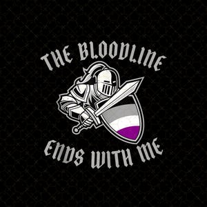Cartas engraçadas de bandeira medieval assexuada em PNG, The Bloodline End With Me em PNG, arte digital LGBT para o Orgulho, comunidade Ace e impressão exclusiva