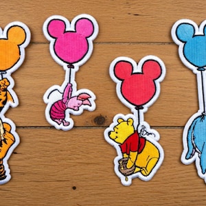 Embroidered Winnie the Pooh Balloon Patches, Pooh And Friends Iron on Patch, Disneyland Patch, Disney Gift, Jacket Backpack Patch