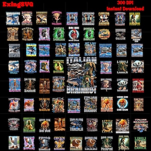 70+ Italian Brainrot Homage Png Bundle, Italian Brainrot Shirt Png, Brainrot Vintage shirt Png, Unhinged Clothes, Weird Tee, Meme Shirt Png