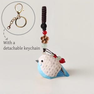 Handmade Wooden Carved Bird Keychain,Bag Charms Keychain,Handcraft Wooden Carving Pendant,Birthday Gift for Her Men Family