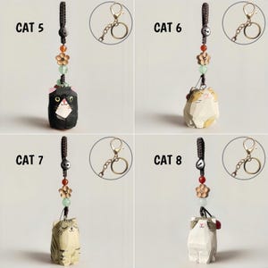 Handmade Wooden Cat Keychain,Custom Name Pet Keychain,Bag Charms,Car Keyring,Car Accessories,Lucky Purse Charms,Gift to Cat Lover image 15