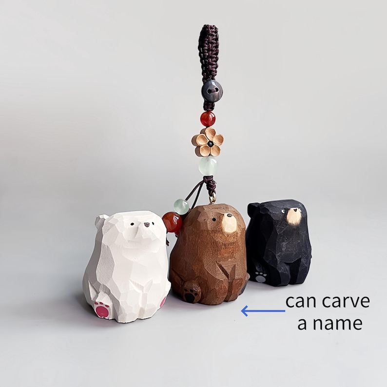 Custom Name Handmade Wooden Bear Bag Charms,Handcrafted Woven Keychains,Phone Chain,Car Charms,Gift for Friend,Bestie,Family,Birthday image 17