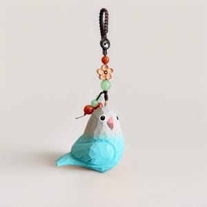 Porte-clés perroquet en bois fait main - Mignon et créatif. Idéal pour voiture/sac d'école, cadeau parfait pour les amateurs d'oiseaux. Cadeau idéal pour un ami, un ami ou un membre de la famille