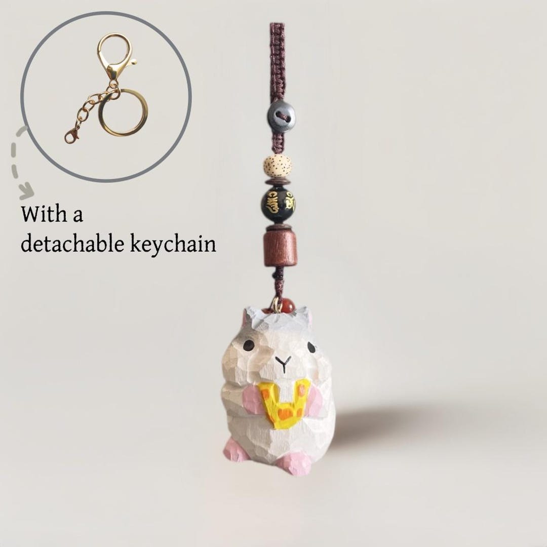 Hand Carved Wooden Mouse Keychain: Basswood Bag Charm - Etsy
