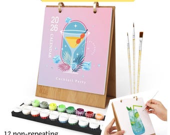 2026 DIY Hand-Painted Calendar Kit: Plant-Based Paints, Art Canvas Gift,Desk Calendar