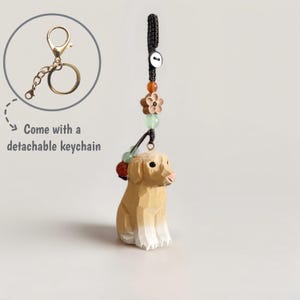 Handmade Wooden Dog Labrador Retriever Keychain,Bag Pendant,Car Hanging Decoration,Carved Wooden Golden Retriever Keychain,Lucky Charms
