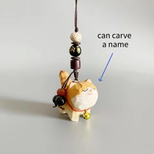 Handmade Wooden Cat Keychain,Custom Name Pet Keychain,Bag Charms,Car Keyring,Car Accessories,Lucky Purse Charms,Gift to Cat Lover Phone chain 3