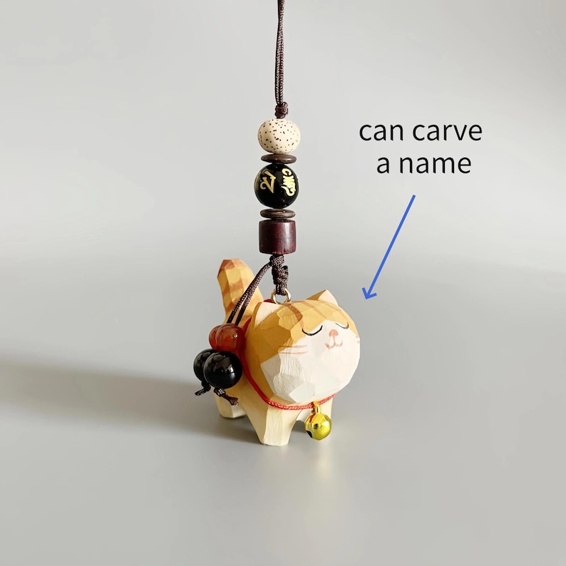 Handmade Wooden Cat Keychain,Custom Name Pet Keychain,Bag Charms,Car Keyring,Car Accessories,Lucky Purse Charms,Gift to Cat Lover Phone chain 3
