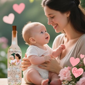 Personalisierte Flaschenlampe, benutzerdefinierte Fotonachtlicht, glücklicher 1. Muttertag, Geschenk für ihre Mutter, Frau, Oma, Tante, Familie, Schreibtischleuchten, Wohnkultur