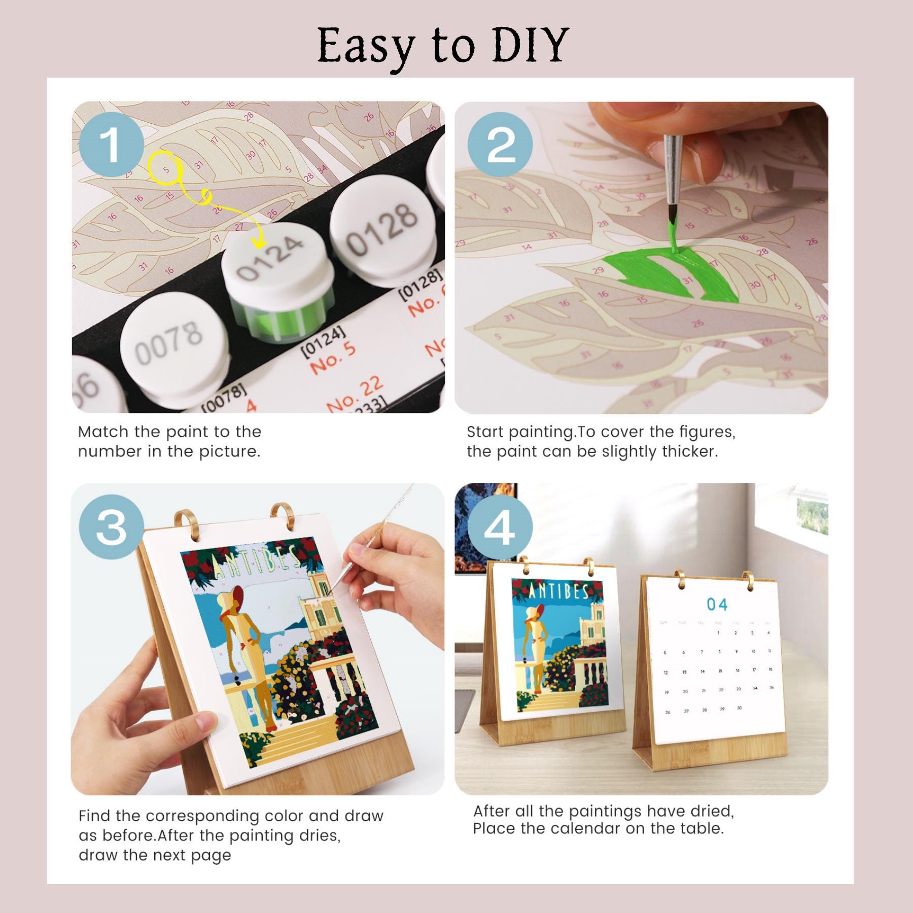 Malen Nach Zahlen Kalender 2026 - 12 Blumenmotive Mit Acrylfarben & Pinseln