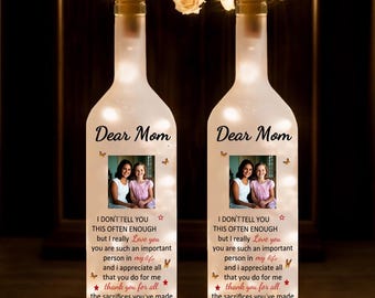 Personalisierte Foto Flaschenlampe: Benutzerdefinierte LED Nachtlicht, Mama Geschenk