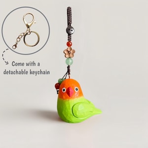 Handmade Wooden Parrot Keychain - Cute & Creative. Ideal for Car/Schoolbag, Perfect Gift for Bird Lovers.Ideal Gift to Friend,Bestie,Family