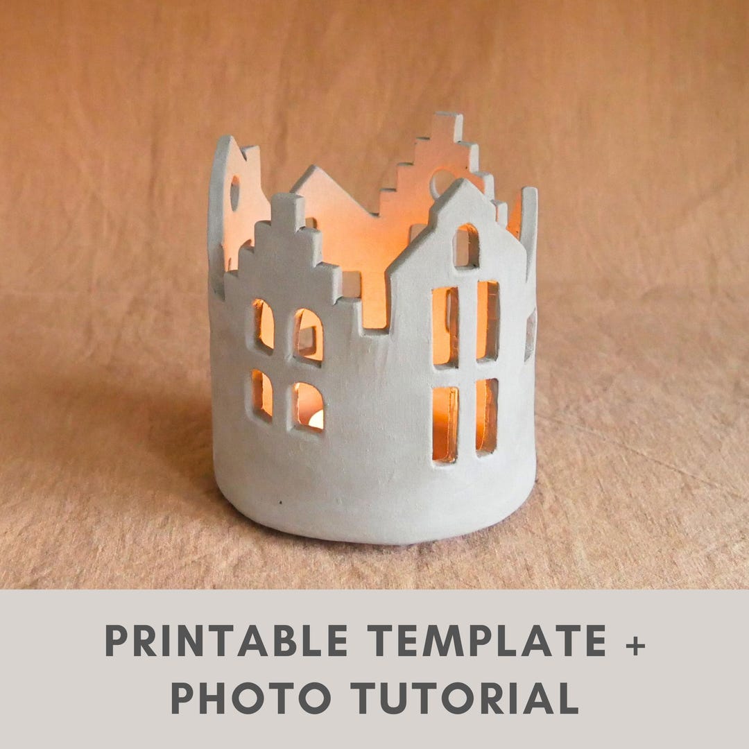 Tea Light Houses Pottery Template | Slab Building | Tea Light Holder ...