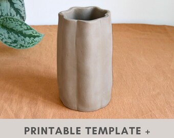 Flower vase pottery template | slab building tutorial | home decor rustic vase | ceramic tools | printable template | diy pottery