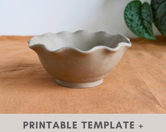 Wavy bowl pottery template | slab building tutorial | ceramic tools | soup bowl | breakfast bowl | printable template | diy pottery