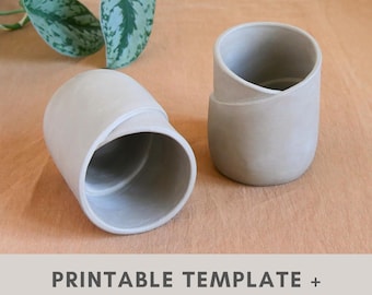 Wrap Cup pottery template for slab building | printable ceramic template with photo tutorial to create a tea and coffee mug | diy pottery