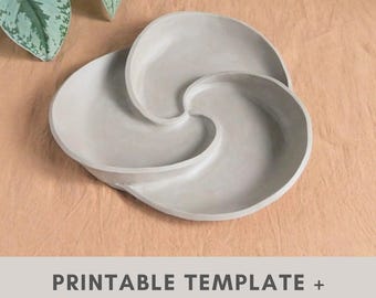 Windmill Plate pottery template | slab building tutorial | ceramic tools | snack plate | chip and dip bowl | printable template  diy pottery