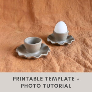 Plantilla de cerámica para huevera ondulada / tutorial de construcción de losas / soporte de cerámica para huevos duros y blandos / herramientas de cerámica / plantilla imprimible