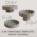 3 in 1 pottery template cake stand, oven dish, fruit bowl for slab building | printable ceramic template with photo tutorial | diy pottery product logo